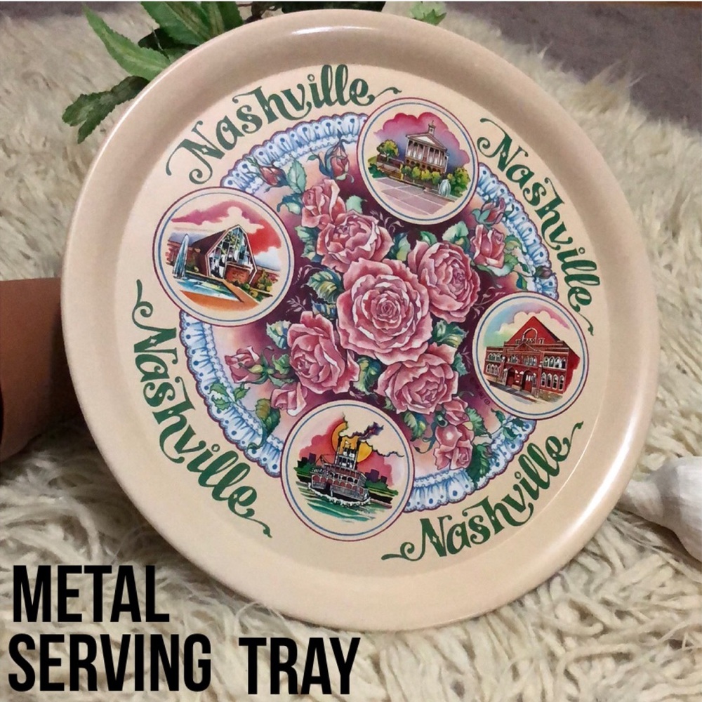 Vintage “Nashville” Metal Serving Tray-11in-EUC